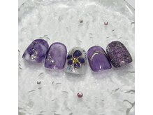 るみさんちのネイル/季節のフラワーネイル〈紫〉