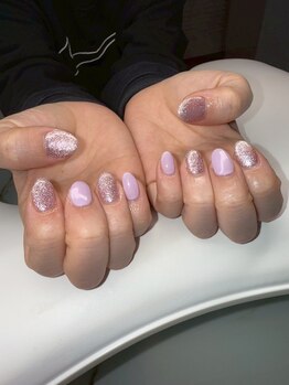 ワンカラー×フラッシュネイル