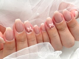 シンプルピンクリボンネイル