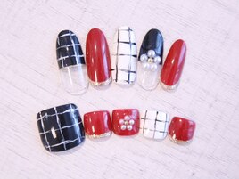 ＊モノクロチェック＊パール＊