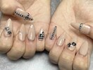 beige & silver  GAL nail