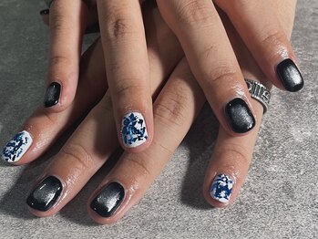 オムネイル 渋谷(HOMME NAIL)/黒ベースデザインネイル