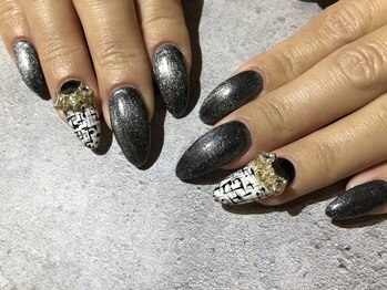 ツイード×マグネットネイル