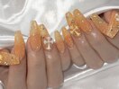オレンジフラッシュネイル