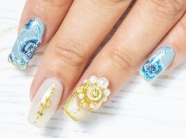 フラワー×パールネイル