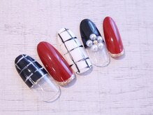 ラルネイル 大宮(Lull. nail)/＊チェック＊パールフラワー＊