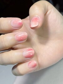 桃ネイル　雫ネイル