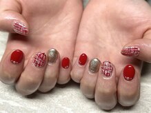 ジュリネイル(JULIE NAIL)/赤ツイード♪