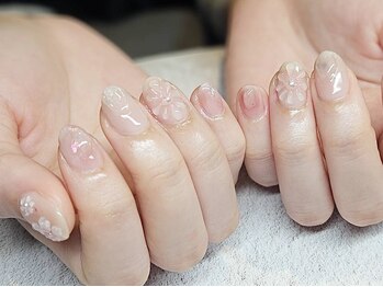 プロモート 岡山城下店(Promote)/ぷっくり×手描きフラワーネイル