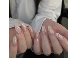 ヌードパール3Dフラワーネイル