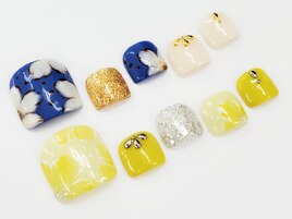 ワンカラー+お花アート