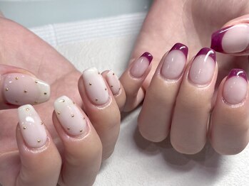 ネイルマジック 仙台一番町店(NAIL MAJIC)/フレンチネイル×ドットネイル