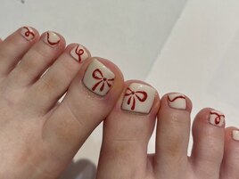 リボンネイル ホワイトネイル