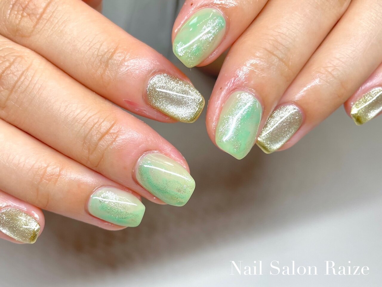 オーダーネイルチップNo.55 カフェラテ風 マーブル ぷっくり