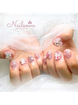 ソワ(sowa)/ピンク×キャラ きらきらネイル