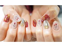 ネイル シスター(nail sister)/手書きのお花ネイル