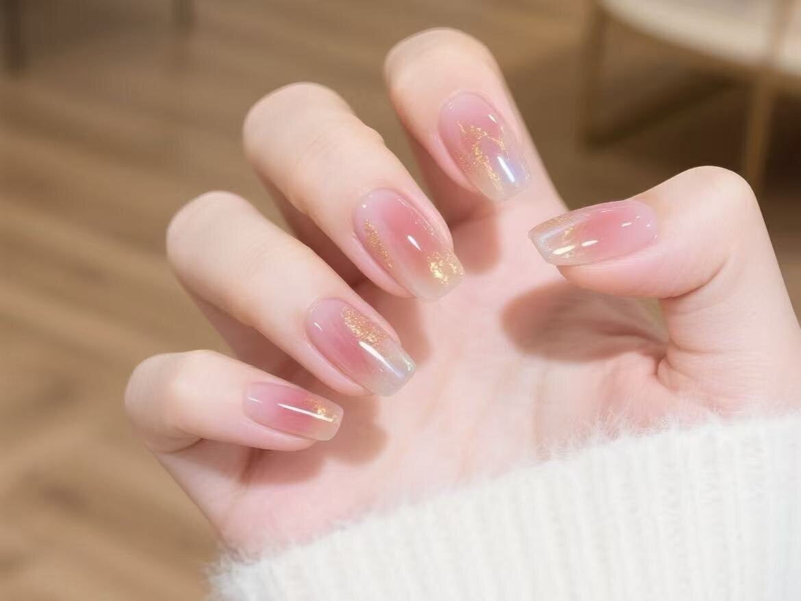 ネイルチップ ニュアンスちゅるん夏ネイルシェルキキララネイル
