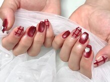 ネイルネージュ 錦糸町(Nail Neige)/持ち込み(チェック/ボルドー)