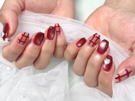 持ち込み(チェック/ボルドー)