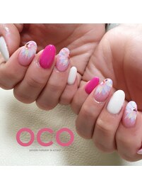 pink × airbrush flower♪