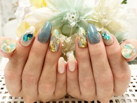 【石田】夏大理石ネイル