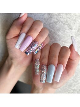 スカルプ2色 ＋ホロ埋め込み