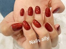 ネイルズアリー 立川店(Nails ally)/グリッター×レッドカラー
