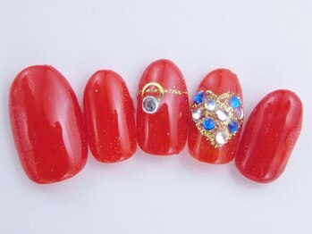 ネイルサロン ドレリッチ 大宮店(drerich)/きらきらハートレッド