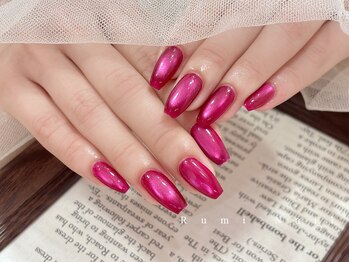 ワンホンネイル 新宿(Rumi Nail)/チェリーピンク/ミラー/冬ネイル