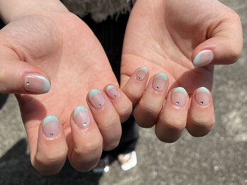 サクノネイル(SAKUNONAIL)/ブルーフレンチネイル