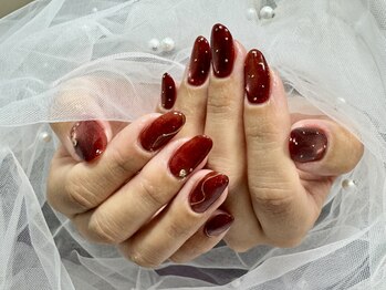 ヒラソルネイル(Girasol nail)/ボルドーカラー