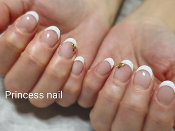 プリンセスネイル(Princess nail)/王道フレンチ×ストーン　9100