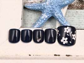 ネイビー×フラワー　フット