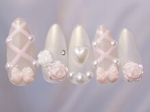 ジェミーネイル シンジュク(Jemiy nail shinjuku)/ガーリーチェックリボン¥10480