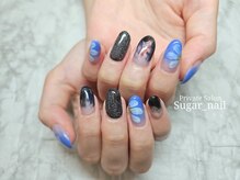 シュガーネイル(sugar nail)/涼し気ブルーネイル
