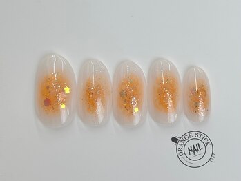 オレンジスティック/オレンジチークネイル