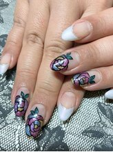 ノワール ネイルアンドスクール(Noire)/レインボーローズフレンチ