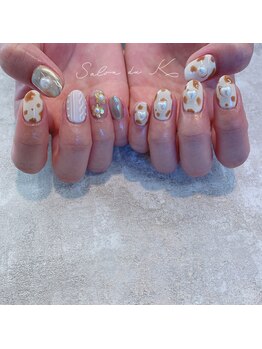 サロンドゥケー(salon du k)/牛柄ネイル