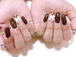 チェック柄×リボンネイル