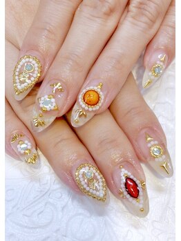 ビービーネイル(BB)/クリアベースなエスニックネイル