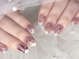 秋冬に♪ボルドーリボンネイル