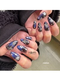 ブラックネイル×桜デザイン