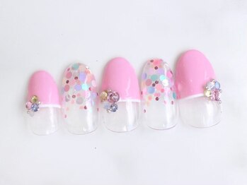 ネイリス(NAILISS)/ホロ/ドット/カラフル/ピンク