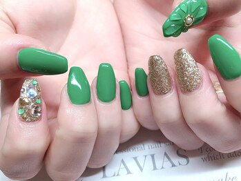 プロフェッショナル ネイルサロン ラヴィアス(LAVIAS)/【ジェル】ワンカラ＋アート２本