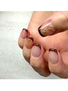 細フレンチ×リボン