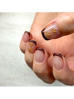 細フレンチ×リボン