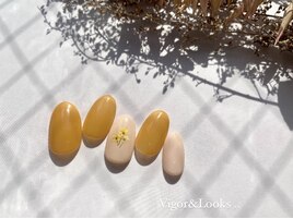 オレンジ 押し花 シンプル 春