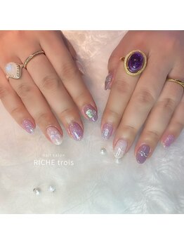 リッシュ トロワ(RICHE trois)/シェルで涼しげパープルネイル