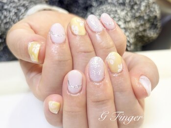 ジーフィンガー 大井町店(G Finger)/イエロー×ホワイトフラワー