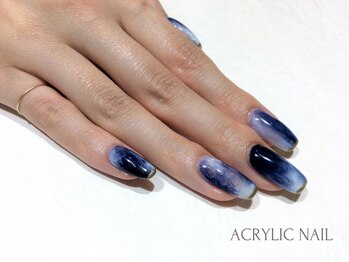 ネイルサロン マリキータ(MARIQUITA)/藍×タイダイネイル